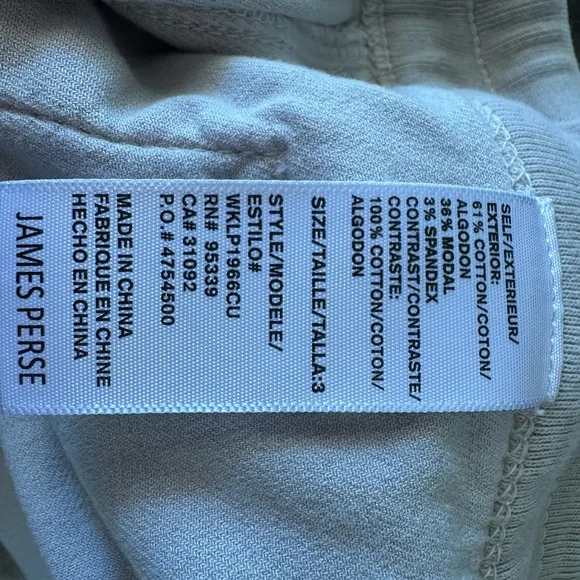 James Perse soft drape Casual Drawstring Jogger Pants - Light Beige size 3 Large